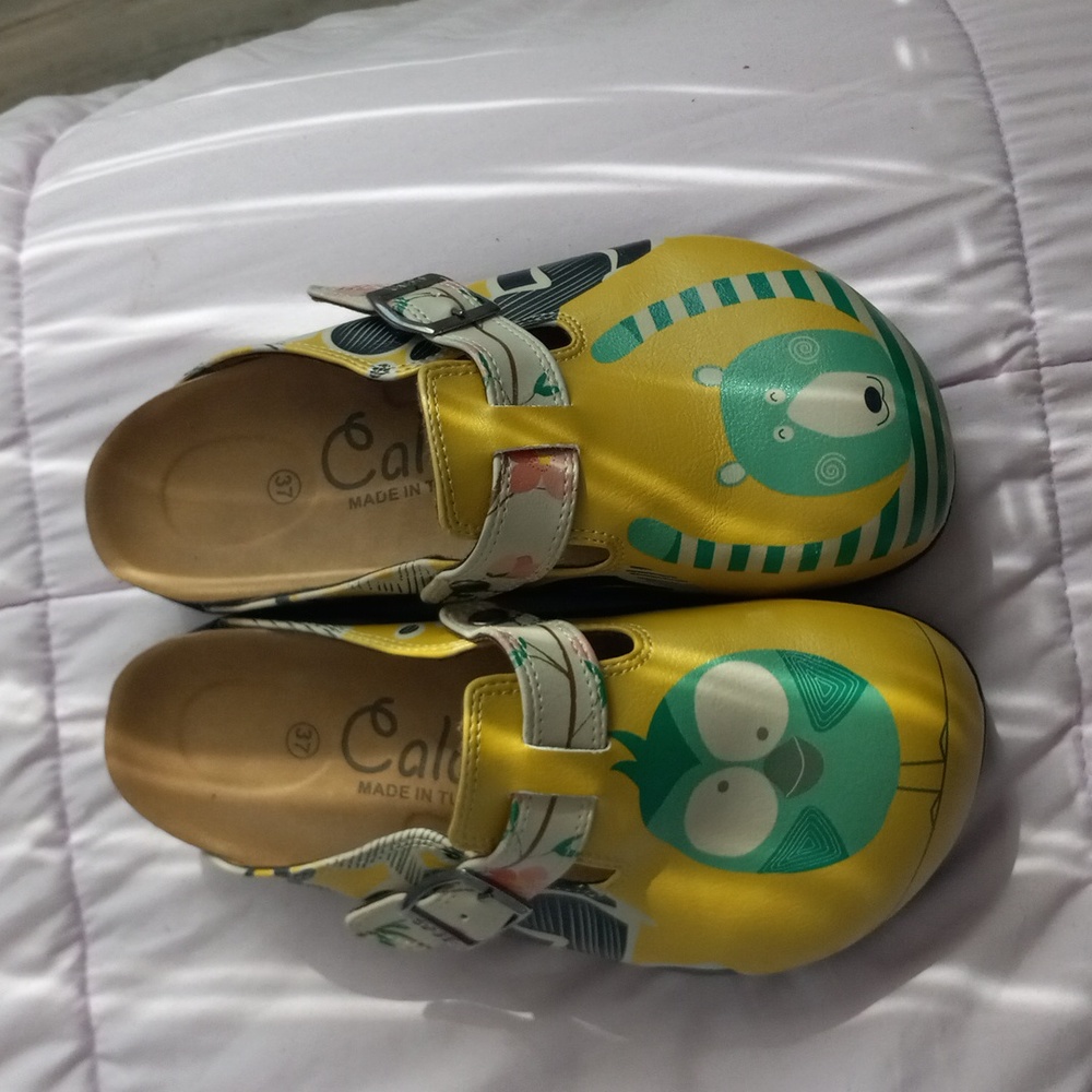 These are some cute Calceo shoes. They are a size 7. These shoes are slip on